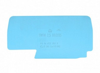 Пластина разд. TWFN 2,5 D1/2 BLAU, Разделительная пластина, для клемм WKFN 2,5 D1/2..., цвет: синий