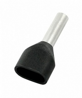 TE1512 BLACK, Наконечник трубчатый изолированный на 2 провода, 2х1.5 мм.кв., матер.: обжимной гильзы