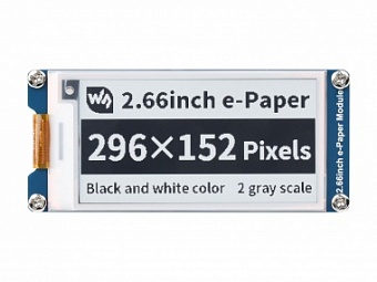 296*152, 2.66inch E-Paper E-Ink Display Module, Black / White