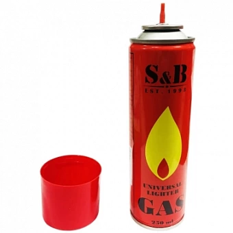 Газ, для заправки зажигалок, горелок (250 мл).