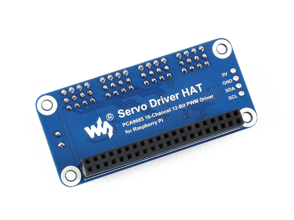 Servo Driver HAT for Raspberry Pi, 16-Channel, 12-bit, I2C