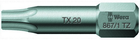 867/1 TZ TORX® бита торсионная, вязкая твёрдость, хвостовик 1/4 C 6.3, TX 7 x 25 мм