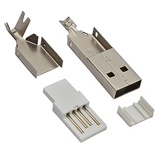 USBA-SP, Вилка USB тип A под пайку на кабель