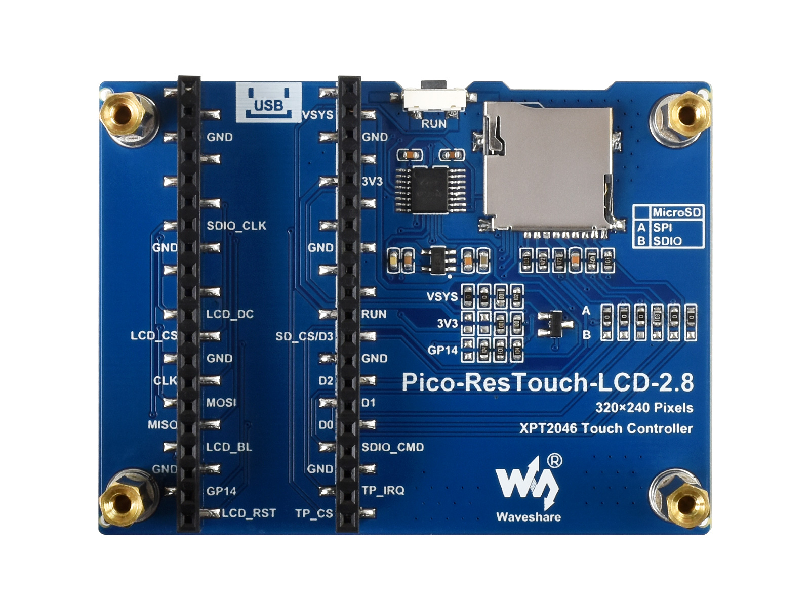 2.8inch Touch Display Module for Raspberry Pi Pico, 262K Colors, 320*240, SPI