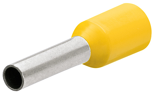 Гильзы контактные с пластиковым изолятором, жёлтые, 6.00 кв. мм (AWG 10), 100 шт, 26 мм