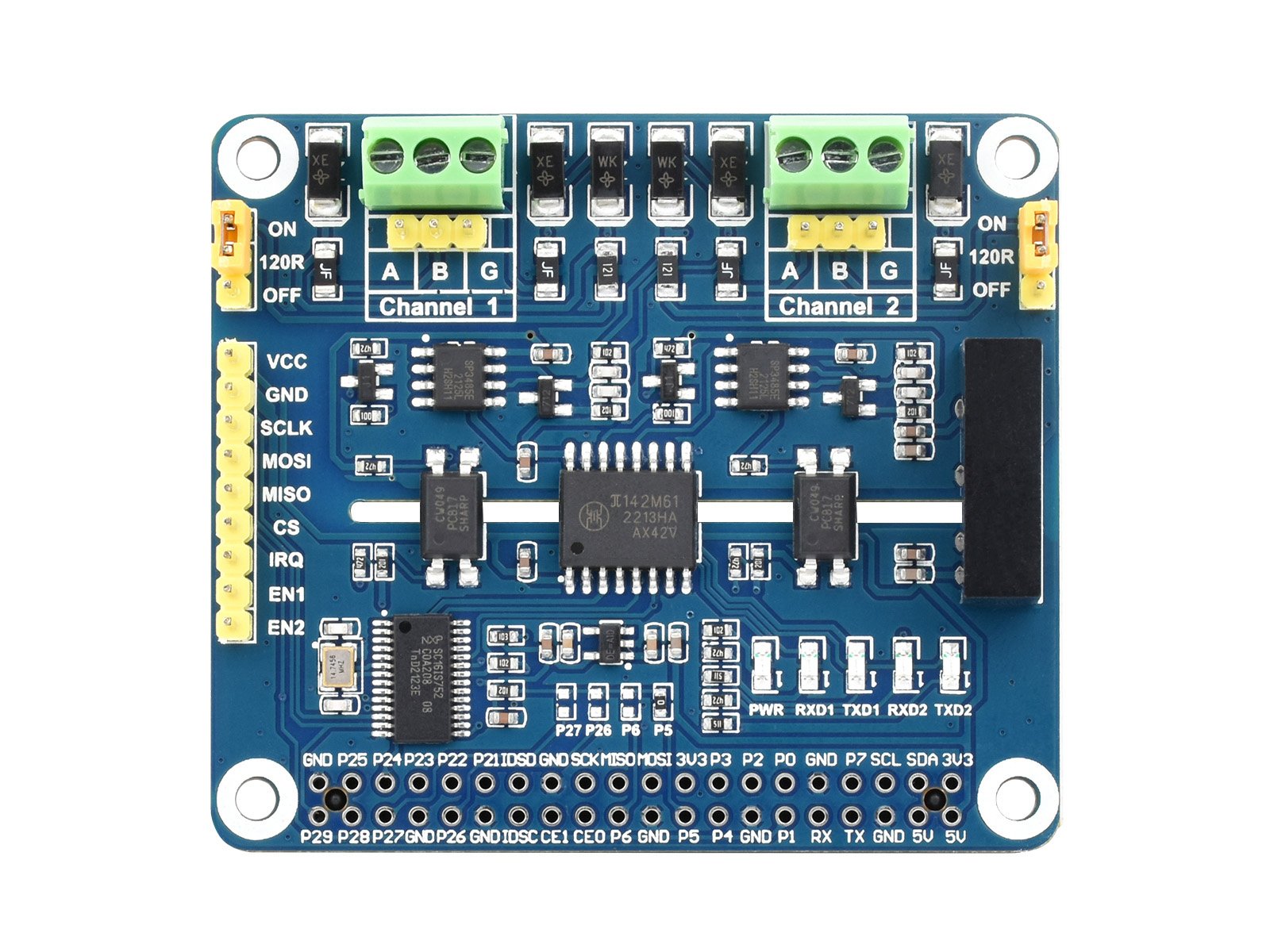 2-Channel Isolated RS485 Expansion HAT for Raspberry Pi