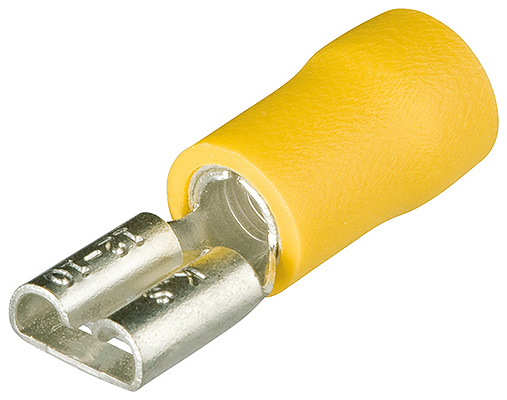 Гильзы флажковые, изолированные, жёлтые, штекер: 6.3 x 0.8 мм, 4.0 - 6.0 кв. мм (AWG 11-10), 100 шт