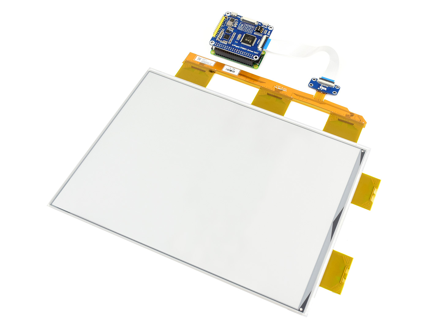 13.3inch e-Paper e-Ink Display HAT For Raspberry Pi, 1600*1200, Black / White, 16 Grey Scales, USB /