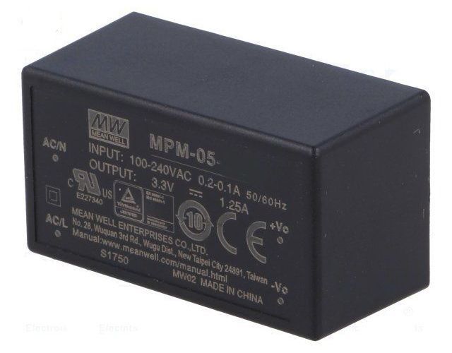 MPM-05-24, Преобразователь AC-DC на плату залитый компаундом (5Вт 24В 0,23А)