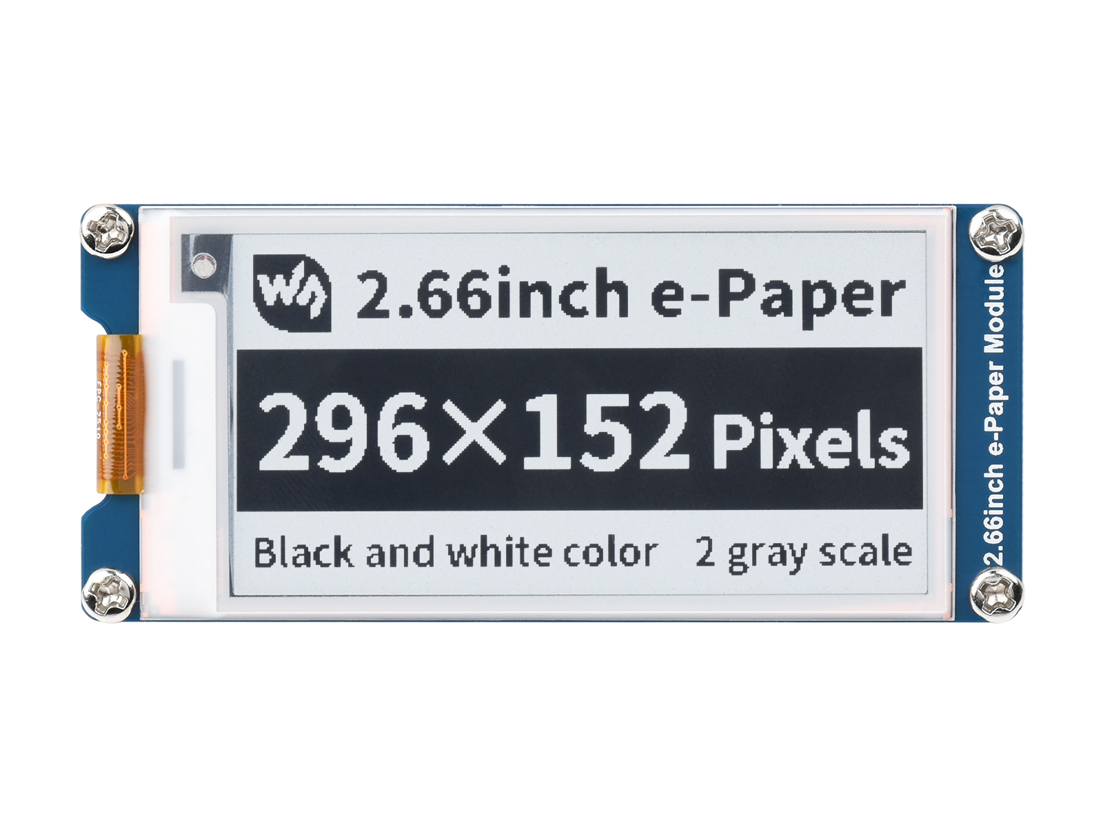 296*152, 2.66inch E-Paper E-Ink Display Module, Black / White