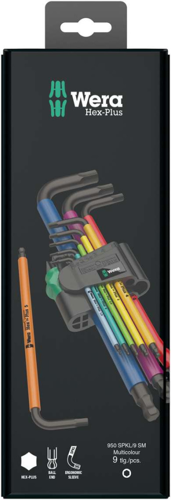 950/9 Hex-Plus Multicolour BlackLaser 1 Набор Г-образных ключей, с шаром, 1.5 - 10 мм, 9 предметов