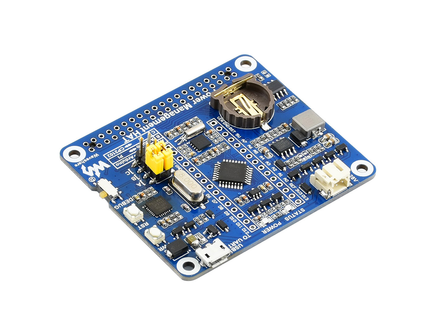 Power Management HAT for Raspberry Pi, Embedded Arduino MCU and RTC  Waveshare Electronics в каталоге интернет-магазина АО Созвездие