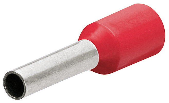 Гильзы контактные с пластиковым изолятором, красные, 1.00 кв. мм (AWG 17), 200 шт, 16 мм