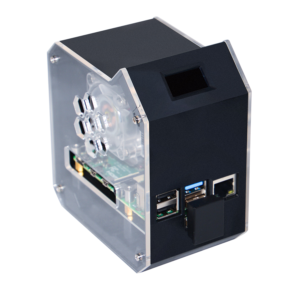 Mini Tower NAS Kit for Raspberry Pi 4B, support up to 2TB M.2 SATA SSD,  Strong Heat Dissipation, OLE