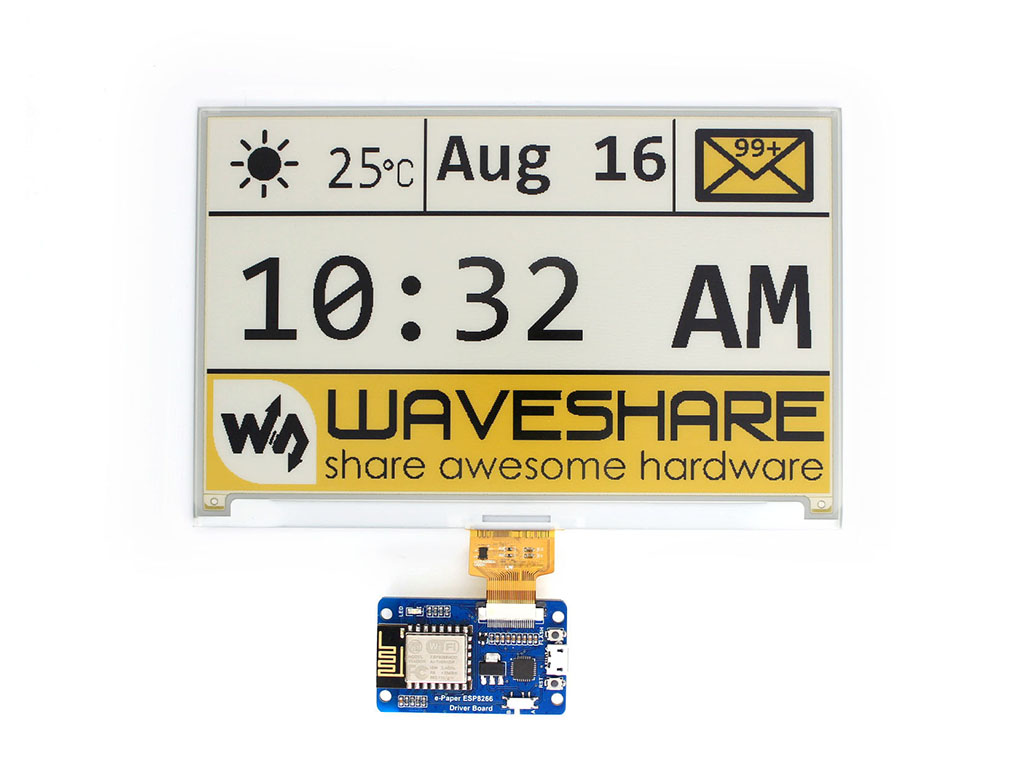 Universal e-Paper Raw Panel Driver Board, ESP8266 WiFi Wireless