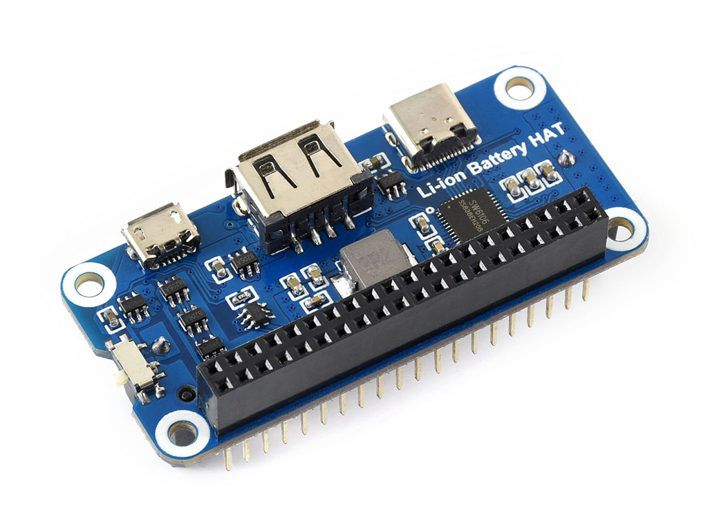 Li-ion Battery HAT for Raspberry Pi, 5V Output, Quick Charge