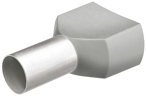 Гильзы контактные сдвоенные с пластиковым изолятором, серые, 2x4.00 кв. мм (AWG 2x11), 100 шт, 23 мм