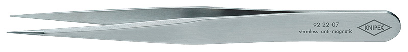 Пинцет универсальный, нержавеющая сталь, 125 мм, гладкие прямые игловидные губки, ширина наконечнико