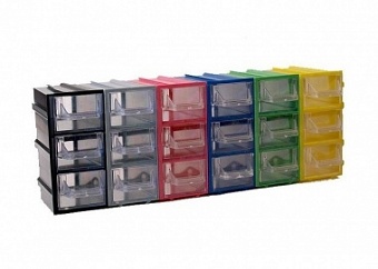 Бокс для р/дет К- 4 прозрачные/цветн, Пластиковый контейнер для хранения крепежа, радиоэлектронных к