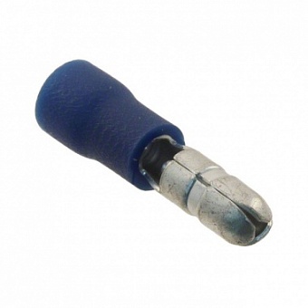 MPV2-195-BLUE, Разъем круглый изолированный папа. Мат.: латунь. Диаметр 5,0мм. Под провода: 1.5 - 2.