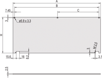 20838-271, FRONTPL.  BTM.HINGED 3U 42HP