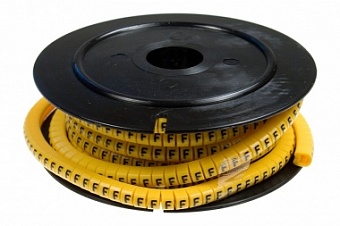 ECM-1.5R-F, Маркер кабельный ''F'' (на провод D=3,5~4,5мм, l=4мм, ПВХ, желтый-черный) (1000шт)