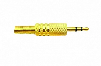 TRS 3.5 (mini plug) штекер металл gold, Стерео штекер 3.5 мм