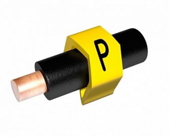 ECM-1R-P, Маркер кабельный ''P'' (на провод D=3,1~3,9мм, l=4мм, ПВХ, желтый-черный) (1000шт)