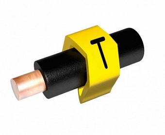 OM-1.25-T, Маркер кабельный ''T'' (сечение провода 1,25мм.кв., dвнутр.=3,2мм, l=11мм, ПВХ, белый-чер