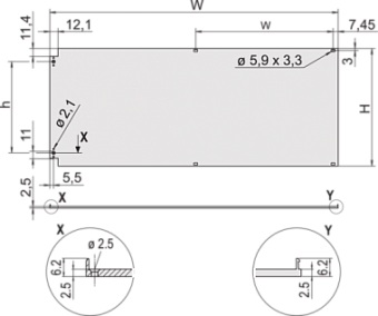 20848-617, FRONTPL.SIDE HINGED 6U  84HP