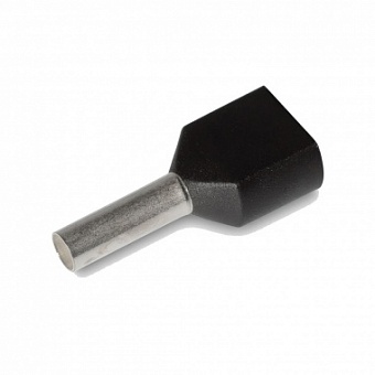 TE1508 BLACK, Наконечник трубчатый изолированный на 2 провода, 2х1.5 мм.кв., матер.: обжимной гильзы