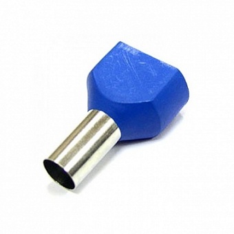 TE16-14 BLUE, Наконечник трубчатый изолированный на 2 провода, 2х16 мм.кв., матер.: обжимной гильзы