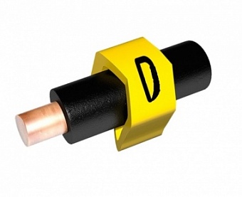 ECM-2R-D, Маркер кабельный ''D'' (на провод D=3,8~5,5мм, l=4мм, ПВХ, желтый-черный) (500шт)