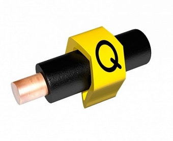 ECM-1R-Q, Маркер кабельный ''Q'' (на провод D=3,1~3,9мм, l=4мм, ПВХ, желтый-черный) (1000шт)