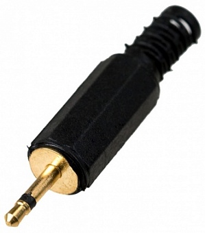 1-000G, Разъем аудио 2.5мм шт моно пластик позолоченный на кабель