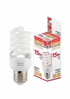 SQ0347-0008, Лампа люминесцентная НЛ-FSТ2-15 Вт-2700 К Е27 (42х102 мм)