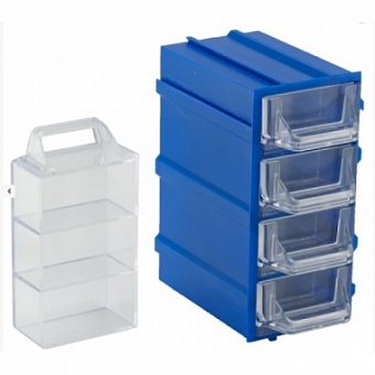 Бокс для р/дет К- 5 прозрачные/синий, Пластиковый контейнер для хранения крепежа, радиоэлектронных к