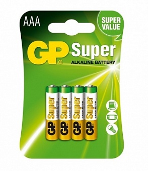 24A-U4, Батарейка Super alkaline AAA 1,5В (блистер 4шт.) (LR03, AAA, 286), цена за 1шт.