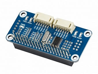 Serial Expansion HAT for Raspberry Pi, I2C Interface, 2-ch UART, 8 GPIOs