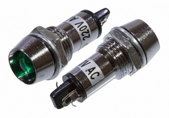 XD12-1M Green 220V, лампа индикаторная 12мм 220VAC зеленая