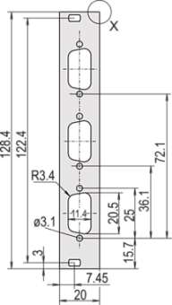 30118-354, PART.FRTPL.3U 4HP 3X9WAY DC/O