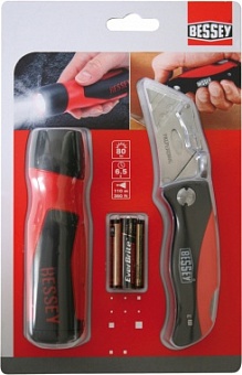 DBKPH-TL-EU_1 Набор: нож складной с пластиковой рукояткой + фонарь, упаковка: блистер