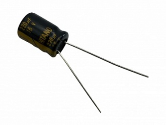 ESX221M16B, Конденсатор электролитический (220мкФ 16В 20%% 105гр 8х12мм)