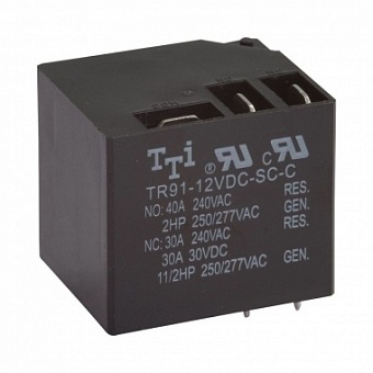 TR91-12VDC-SC-A, Реле электромагнитное 12VDC/40A,240VAC