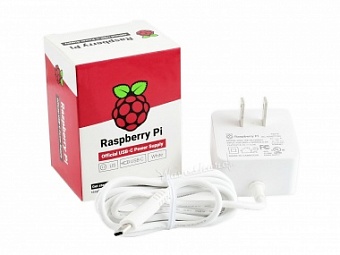 Official USB-C Power Supply for Raspberry Pi 4, US, White/Black