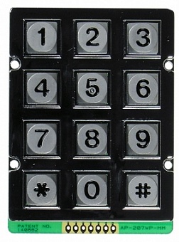 AK-207-N-BMB-WP, Клавиатура пластиковая с мет.кнопками, водонепроницаемая, кол-во кнопок 3х4 (цифров