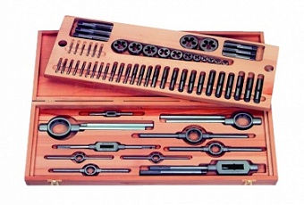 Набор резьбонарезного инструмента No 6001 HSS, 35 предметов, M3-M4-M5-M6-M8-M10-M12, ISO DIN 13, дер