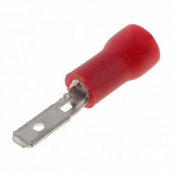 MDV1-187(5)-(RED), Разъем ножевой изолированный папа, Сеч.провода: 0.5 - 1.5 мм2, Ширина.: 4,8 мм. м