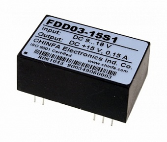 FDD03-15S1,DC-DC преобразователь 9-18V/-->+15V 150mA