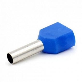 TE2510 BLUE, Наконечник трубчатый изолированный на 2 провода, 2х2.5 мм.кв., матер.: обжимной гильзы